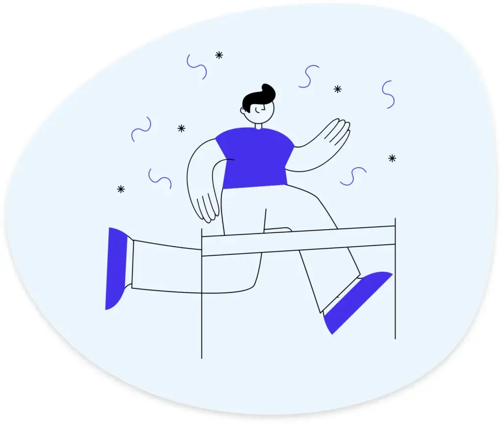 Illustration of a person jumping over a hurdle, symbolizing overcoming business challenges